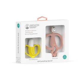 Resim Matchstick Monkey Banana-Silikon Diş Kaşıyıcı Hediye Seti (Pembe) 