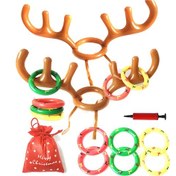 Resim Fosenze Pvc Şişme Ren Geyiği Boynuzu Atış Oyunu Seti - 2 Boynuz + 12 Halka + Çanta + Pompa Çok Renkli 