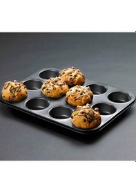 Resim 12 Bölmeli Metal Yapışmaz Muffin Kek Kalıbı Renkli 