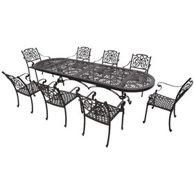 Resim Aden 8 Kişilik Bahçe Yemek Takımı Metal Döküm Rehome Siyah 