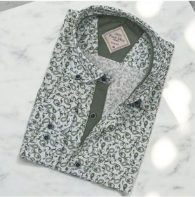 Resim Pamuklu Haki Uzun Kollu Erkek Gömlek Slim Fit Kalıp -9763 Haki 