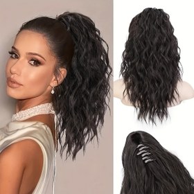 Resim 1 Adet Şık Uzun Dalgalı Pençe Klipsi At Kuyruğu Uzatma - 40.64cm Kabarık Sentetik Saç Parçası Kadınlar İçin, Yüksek Sıcaklığa Dayanıklı, Halloween & Noel İçin İdeal, Saç Aksesuarları 