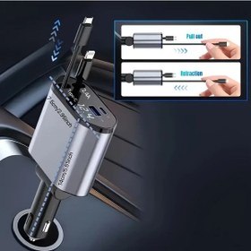 Resim Dream011 Gümüş Grisi Metalik 66w 4ü1 Geri Çekilebilir Araba Şarj Cihazı İphone Ve Galaxy Uyumlu 