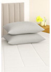 Resim Vevra Gri Düz Renkli 2 Li Yastık Kılıfı Pamuklu Kumaş Fermuarlı Gri 