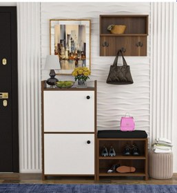 Resim Wood House Nare Beyaz-ceviz Portmanto 