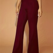 Resim Kadınların Şık Yüksek Beli Katı Renk Örgü Pantolon - Slim Fit, Esnek Polyester ve Spandeks Karışımı, Makine Yıkamalı, Tüm Mevsim Konfor, Her Gün Giyim, Her Gün Konfor|Slim Fit Pantolon|Esnek Kumaş 
