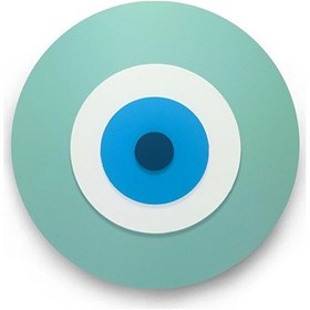 Resim Minimalist Küf Yeşili Nazar Boncuğu El Yapımı Ahşap Büyük Nazarlı 