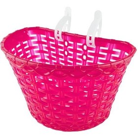 Resim 16-20 Jant Uyumlu Hasır Desenli Plastik Çocuk Bisikleti Ön Sepet Pembe 