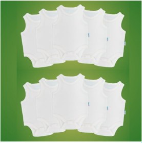 Resim Novibaby 10'lu 6-9 Ay Bebek Atlet Body Zıbın Beyaz Çıtçıtlı 100% Pamuk Beyaz 