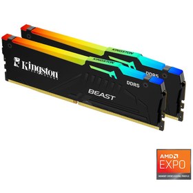 Resim Kingston KF564C32BBEAK2\u002F64TR 64 GB (2x32) DDR5 6400MHz CL32 AMD Expo Beast RGB Bilgisayar Bellek 