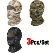 Resim 3 adet/takım Güneş Koruma Nefes Alabilen Balaclava Şapkaları Erkekler ve Kadınlar İçin, Açık Hava Sporları, Yürüyüş, Koşu, Balıkçılık, Kayak, Bisiklet, Motosiklet Kaskı Astarı İçin Tam Yüz Maskesi 
