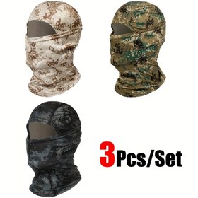 Resim 3 adet/takım Güneş Koruma Nefes Alabilen Balaclava Şapkaları Erkekler ve Kadınlar İçin, Açık Hava Sporları, Yürüyüş, Koşu, Balıkçılık, Kayak, Bisiklet, Motosiklet Kaskı Astarı İçin Tam Yüz Maskesi 