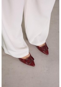 Resim Kr7059 Model Yeni Sezon 3 CM Topuklu Tokalı Topuklu Ayakakbı Bordo.rgn Bordo 