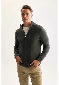 Resim DeFacto Standart Fit Normal Kesim Yarım Balıkçı Yaka Fermuarlı Waffle Hırka R1195AZNSAR4 