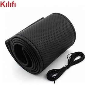 Resim Çarşıhan Deri Direksiyon Kılıfı Kokusuz Dikmeli - Siyah 