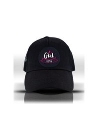 Resim Girl Boss Patron Fileli Siyah Beyzbol Kadın Şapka Trucker Cap Siyah 