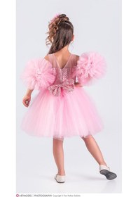Resim Ponpon Tak Çıkarlı Kız Çocuk 4 Parça Elbise - 3/10 Yaş - 31535 Pembe 