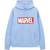 Resim VENHENA Marvel Bebe Mavi Kapüşonlu Sweatshirt - Hoodie 