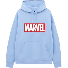 Resim VENHENA Marvel Bebe Mavi Kapüşonlu Sweatshirt - Hoodie 