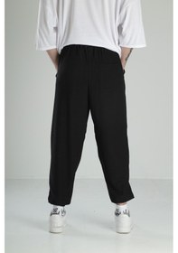 Resim Cocopelli Bürümcük Kumaş Siyah Pileli Yarım Şalvar Coc2488 Siyah 