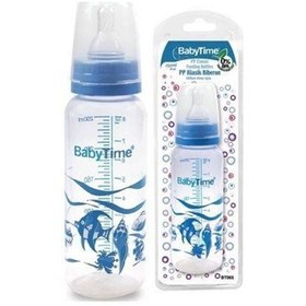 Resim Babytime Bt 065 Klasik Silikon Kiraz Uçlu Pp Biberon 250 ML Mavi 