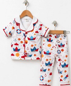 Resim dinamik çocuk Erkek Bebek/Çocuk Deniz Temalı Yazlık Pijama Takımı Kısa Kollu %100Pamuk 6-24ay 3-6yaş 