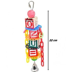 Resim Zilli Renkli Oyun Küpleri Papağan Kuş Oyuncağı 22 Cm 