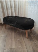 Resim Ultra Lüks Oval Parrot Puf Ahşap Ayak Siyah 