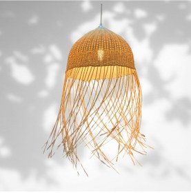 Resim Kos Rattan Bambu Saçaklı Avize Bambu 