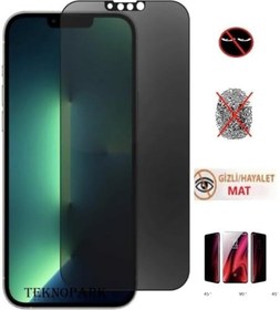 Resim Apple iphone 13 Pro Max Mat Hayalet Ekran Gizli Privacy Tam Kaplayan Kırılmaz Cam Seramik Ekran Koruyucu 