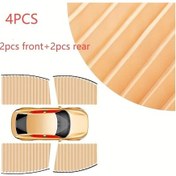 Resim Xuweiwei Golden 4pcs Manyetik Araç Perdesi Ayarlanabilir Güneşlik Ve Gizlilik Perdesi Çizgili Desen 