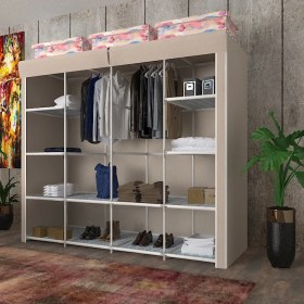 Resim Cimri Kese Geniş Hacimli Çift Askılı Cimrikese Bez Dolap Bej 