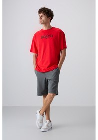 Resim Tommy Life Fiesta Pamuklu Kalın Yumuşak Dokulu Oversize Fit Baskılı Erkek T-shirt - 88329 Kirmizi 