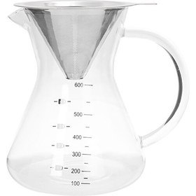 Resim Senin Dükkanın Borosilikat Cam Kahve Demlik Metal Süzgeçli - 600 ml Filtre Kahve Demliği 