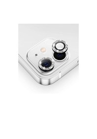 Resim Apple Uyumlu iPhone 11 Taşlı Tasarım Cam Kamera Lens Koruyucu - Siyah 