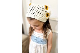 Resim Örgü Ayçiçeği Bandana - Kadın Veya Kız Çocuk 