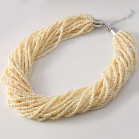 Resim Boho Vintage Çok Katmanlı Suni İnci Cam Boncuk Gerdanlık, Şık Bükülmüş Köprücük Kemiği Zinciri, Retro Lüks Temperli Takı Kadınlar İçin - Günlük ve Parti Giyimi, Tüm Sezon Aksesuarı - 1 Adet 