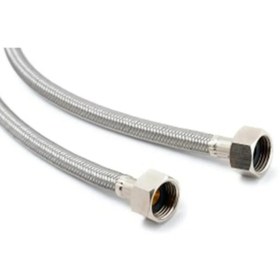Resim UBM Paslanmaz Çelik Örgülü Klozet, Taharet Musluğu Fleksi Bağlantı Hortumu Flex 3/8-3/8 60 Cm - 2 Adet 