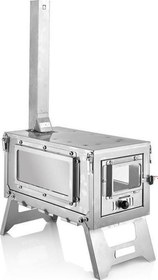 Resim Paslanmaz Çelik Mini Katlanır Kamp Çadır Sobası 