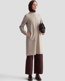 Resim Armine Trend Kolları Ribanalı Yarım Fermuarlı Tunik Bej 25kt443 Bej 