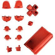 Resim Suntek PS4 Denetleyici İçin Yedek Krom Kaplama Düğmeler ve Dokunmatik Yüzey Kırmızı 