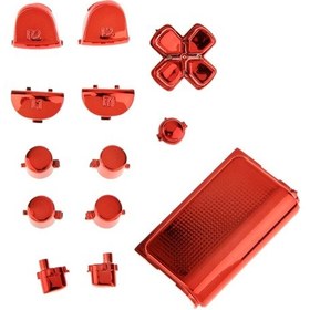 Resim Suntek PS4 Denetleyici İçin Yedek Krom Kaplama Düğmeler ve Dokunmatik Yüzey Kırmızı 