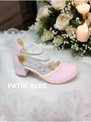 Resim PATİK BEBE KIZ ÇOCUK PEMBE RENK TOPUKLU TAŞLI YAPIŞKAN CIRTLI ABİYE AYAKKABI 