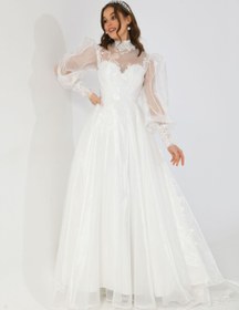 Resim Tangül&Ali'S Moda Evi Organze Prenses Gelinlik 