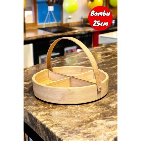 Resim Feyza Design 4 Bölmeli Bambu Meyve ve Çerezlik, Şık ve Kullanışlı Tasarım 