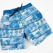 Resim Erkek Çocuk Mavi Yazı Detaylı Şort Mayo Mavi 