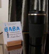 Resim HEDİYEBİZİZ Babalar Günü'ne Özel Paslanmaz Çelik Siyah Termos 450 ml - Gift Kart ve Ahşap Notluk 