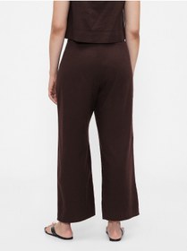 Resim GAP Kadın Kahverengi Keten Karışımlı Relaxed Straight Ankle Pantolon 