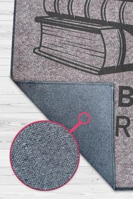 Resim Kitap Oku Halı Değil Gri Renkli Kitap Sever Halısı Okuma Sever Çalışma Odası Halısı - 80x120 