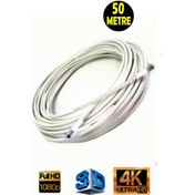 Resim 50 Metre 64 Tel Rg6/u4 Full Hd 3d 4k Anten Tv Çanak Uydu Lnb Kablosu F Konnektör Takılı Hazır 